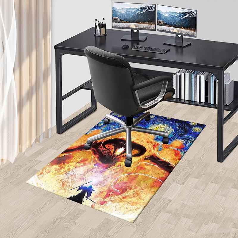 

Dragon and Starry Night Polyester Office Carpet Chair Mats, Home Decor Dormitory Floor Protector with Anti-Skid Backing, Large Area Coverage 60cm by 90cm