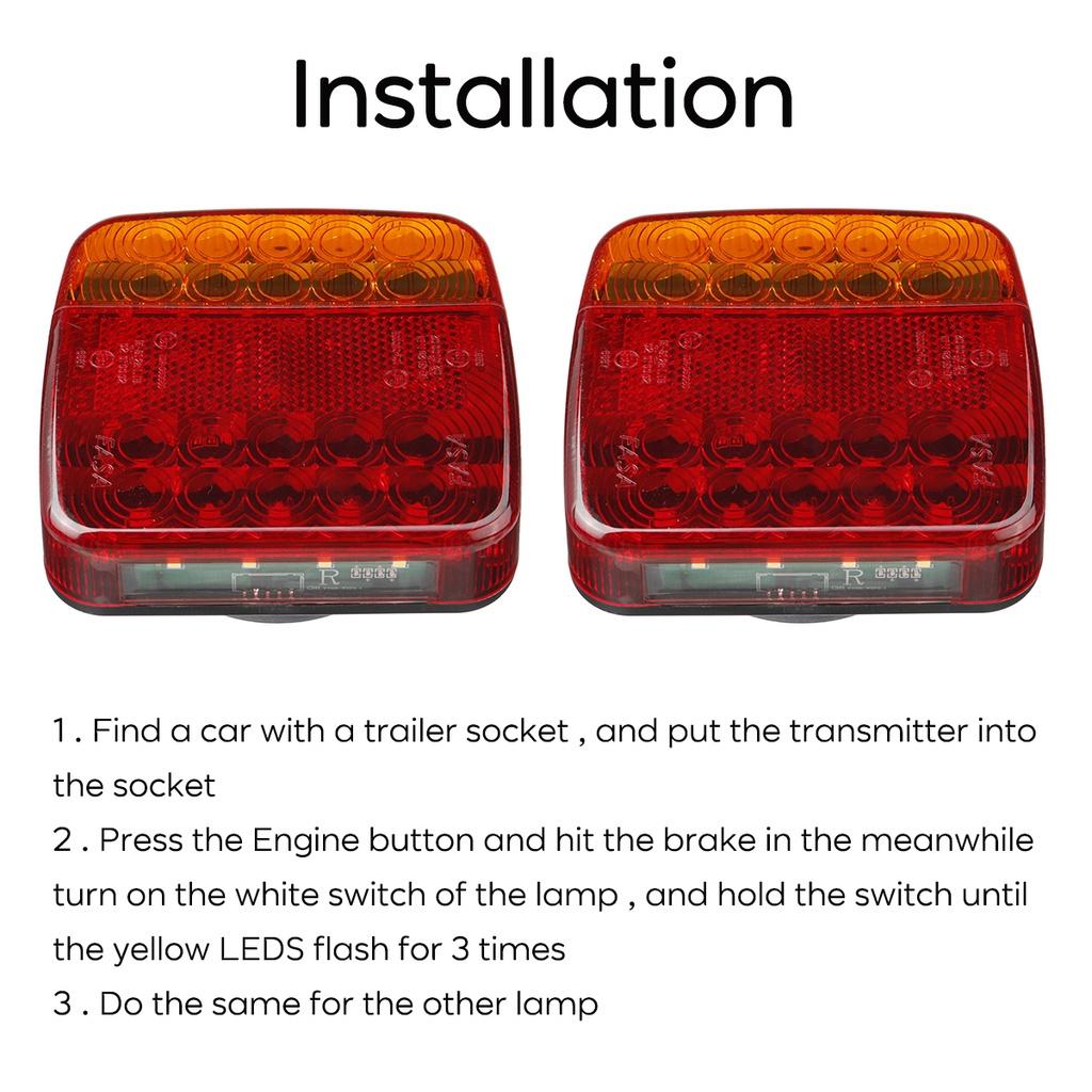 Trailer Rear Light Signal Warning Brake Light for Caravans Campers Lorry Caravan RV  2pcs Wireless Magnetic LED Truck Tail Light