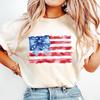 Coquette Bow American Flag Shirt, 4th Of July T-shirt, Women's Independence Day Gift, Freedom Crewneck, Patriotic Mom Shirt, USA Flag Tee