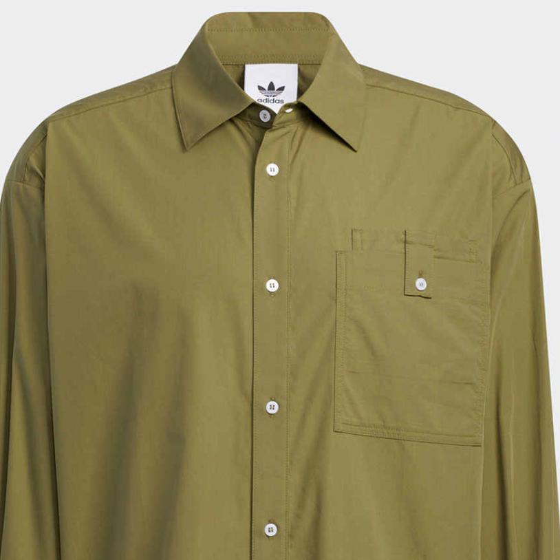 Adidas Originals Speed Shirt Long Sleeve Moisture Wicking Casual Polo Men Shirts Olive HU1232
