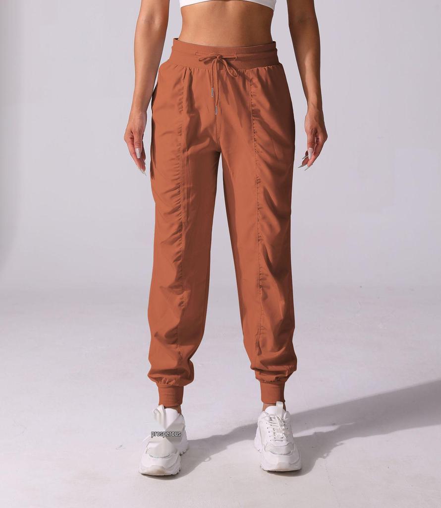 Women's Quick-Dry Pleated Cropped Running Pants with Drawstring