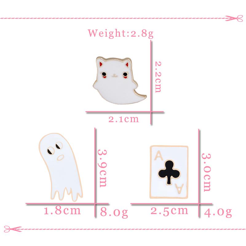 Cute Ghost Cat Enamel Pins Cartoon Funny Hat Brooches for Women Metal Custom Jewelry Denim Jackets Lapel Badges Gift for Friends