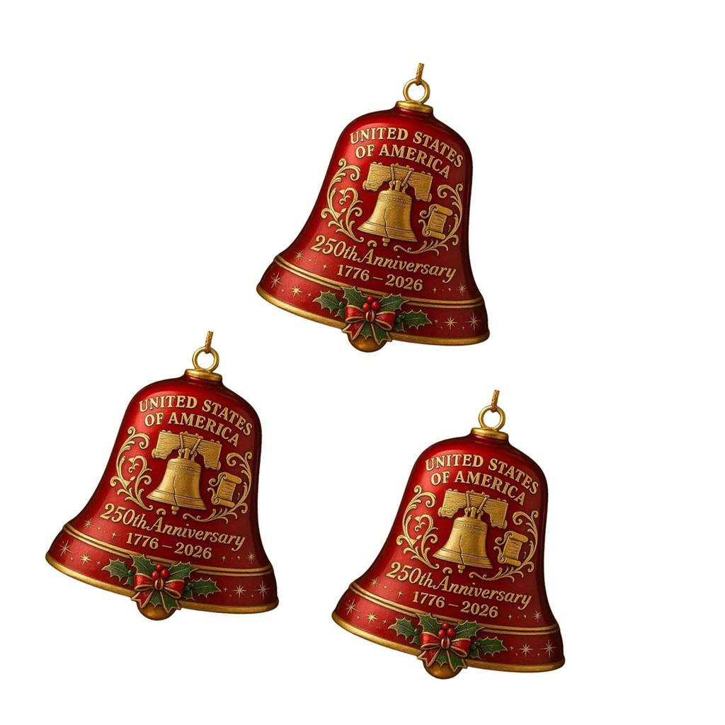 Christmas Tree Decoration Metal Bells Hanging Decorations 250th Anniversary Bells Ornament for Mantels Window Display