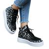 Damen Schnürfront High Top Plateauschuhe Leder Mode Leopard Lässig Komfort Höhenvergrößernde Sneaker Zapatos De Mujer