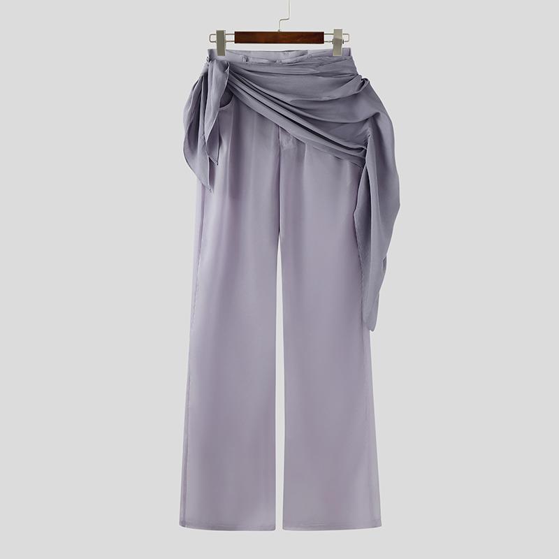 

INCERUN Мужские пэчворк талия сетка прозрачные брюки L фиолетовый