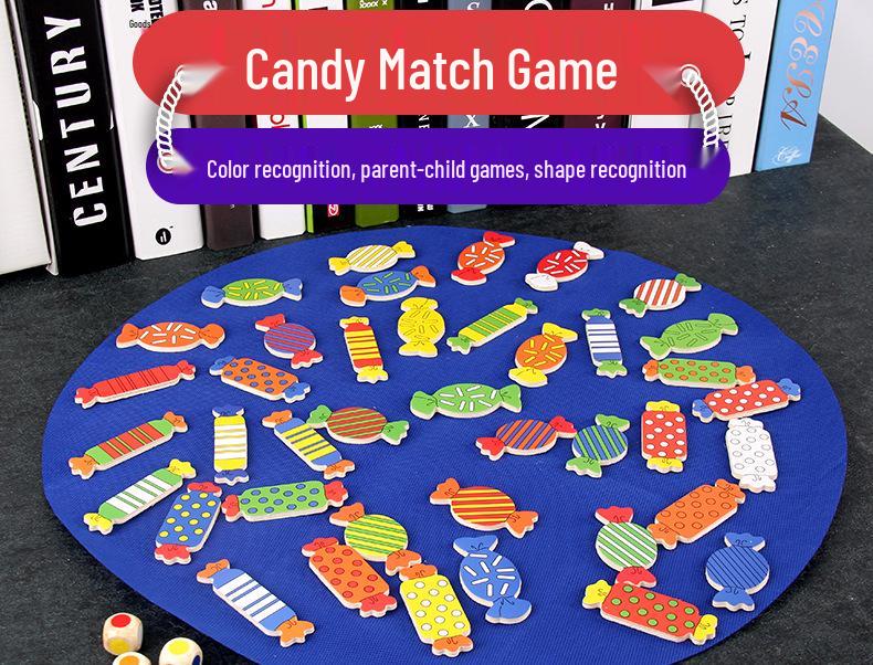 Candy-Shaped Memory Matching Game - Wooden Educational Toy for Parent-Child Play