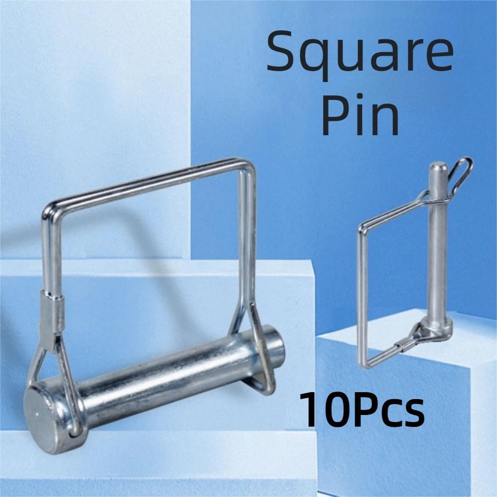 10Pcs Pull Ring Square Locking Pin Square Shaft Quick-Release Pin Auto Car Trailer