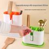 Three-Compartment Kitchen Chopstick & Spoon Holder with Double-Layer Detachable Storage and Draining Rack