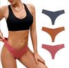 Women’s Plus Size Seamless Low-Waist Ice Silk Thong with Breathable Cotton Crotch