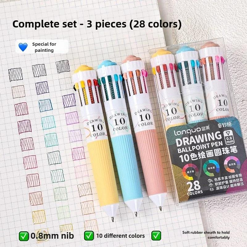 Languo 146/10 Color Ballpoint Pen 0.8mm Cartoon Soft Grip Press for Drawing Multicolor Writing Pen Office School Supplies