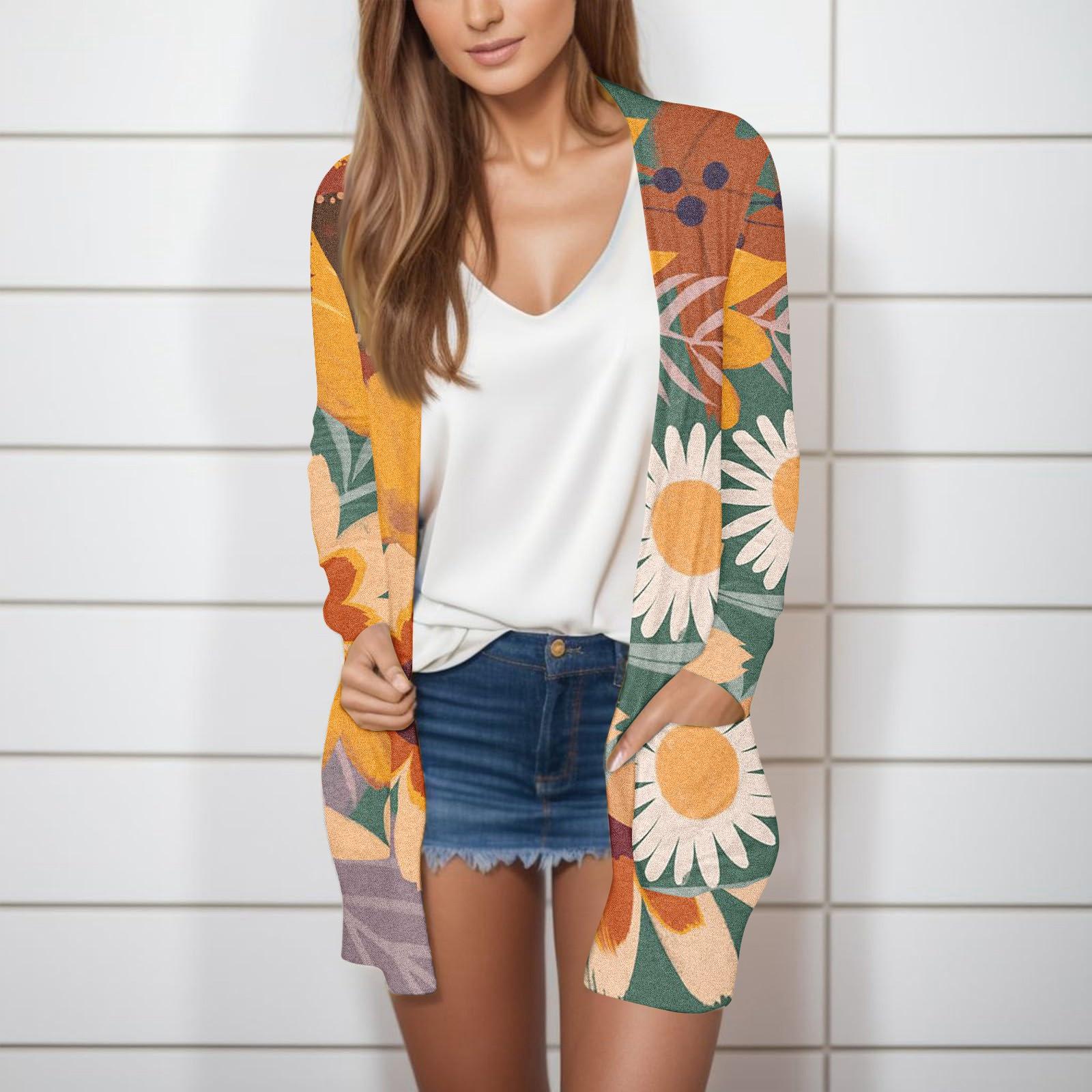 

Женская мода Свободный повседневный карманный однотонный кардиган с длинными рукавами на пуговицах Куртка Топы L оранжевый