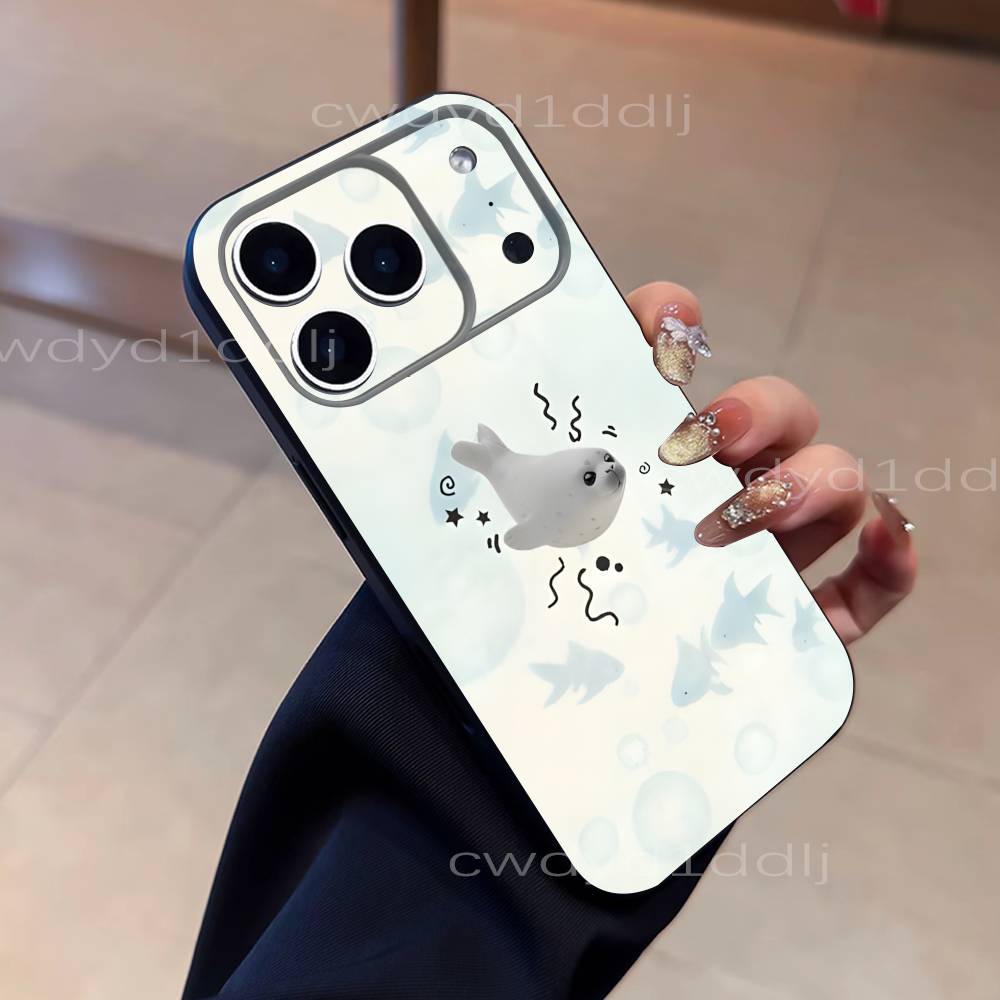 Cute S-Seal Seals Animal Phone Case For iPhone 17,16,15,11,12,14,13 Pro Max Mini XS,XR,7 Plus 16E Air Soft Covers Fundas