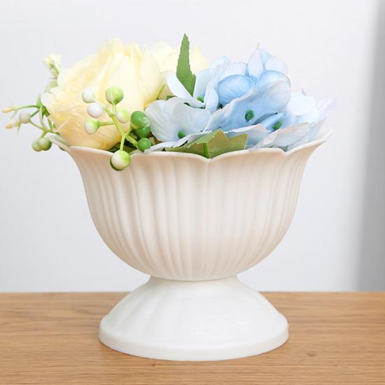 Runder Mini-Blumentopf aus Kunststoff Vintage Schreibtisch-Pflanzenbehälter für Kräuter Entwässerung Bereit Innen Außen Pflanzgefäß für Zuhause Büro Garten