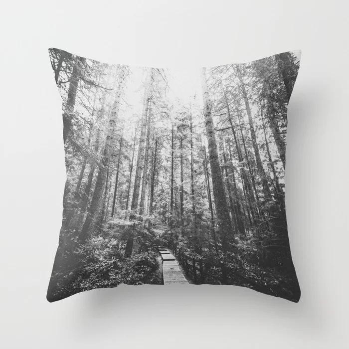 Retro Black and White Landscape Peach Leather Velvet Pillowcase Home Sofa Decoration Pillow Cushion Cover