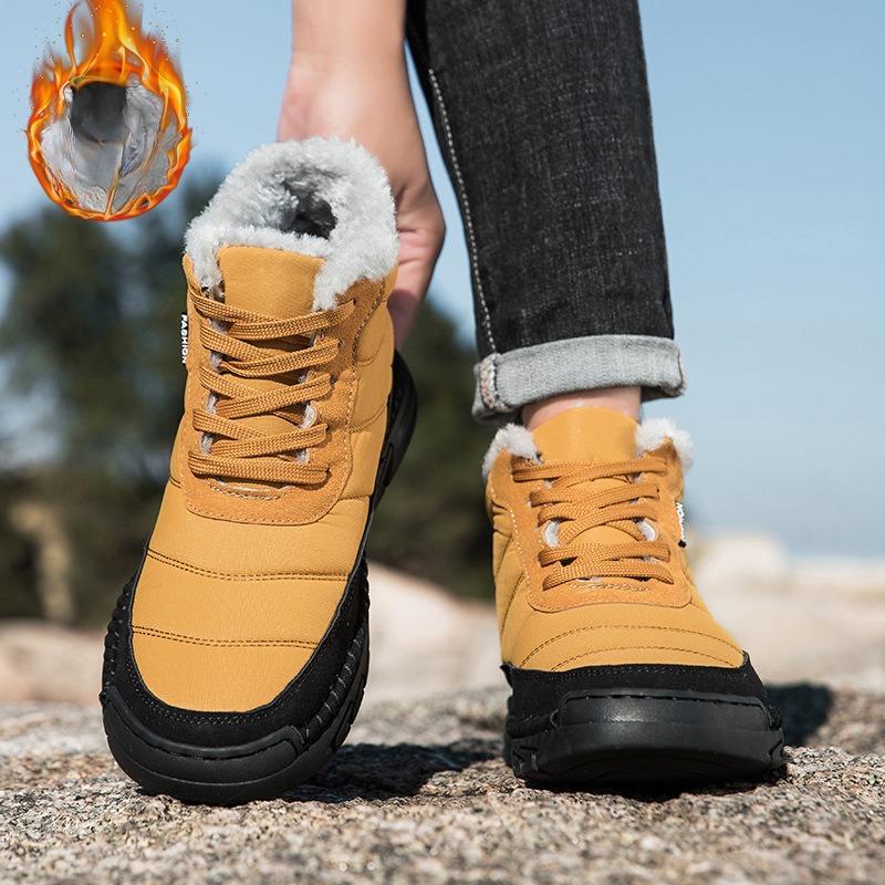 Mens soft elastic cold warm padded snow boots thick-soled non-slip wear-resistant outdoor mountaineering casual sneakers cotton boots