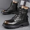 Men's High-Top Martin Boots with Thick Soles - Winter Warm, Plus Velvet, Cotton, British Style Work Boots.