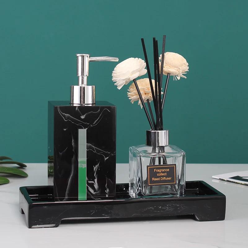 111ml Marble Soap Dispenser Ceramic Bathroom Shower Gel Shampoo Bottle Press Lotion Bottle Bathroom Accessories