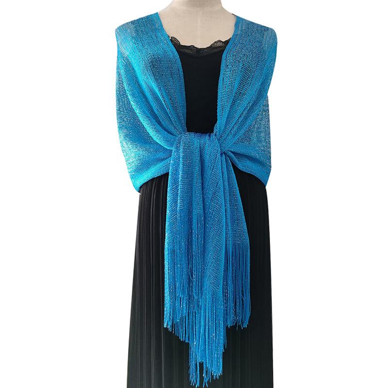 Cross-border Popular Gold and Silver Silk Shawl Flat Scarf Scarf Bridesmaid Dance Wedding Party Evening Dress Shawl Women