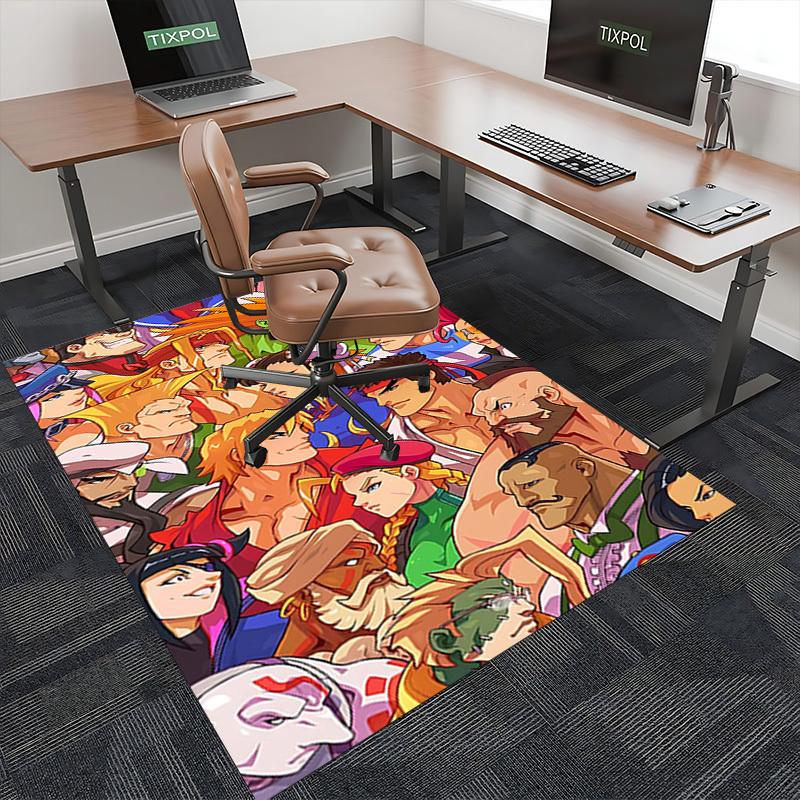 1pc Street Fighter Chun-Li Anime Cartoon Design Office Chair Mat Non-Slip Carpet for Home Decor, Gaming Room, Seasonal Gift.Y019