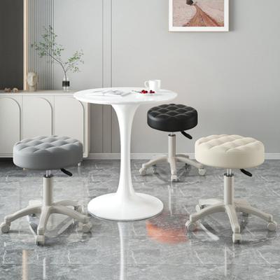Rolling Stool with Wheels Faux Leather Soft Cushion Height Adjustable 360-Degree Swivel Armless