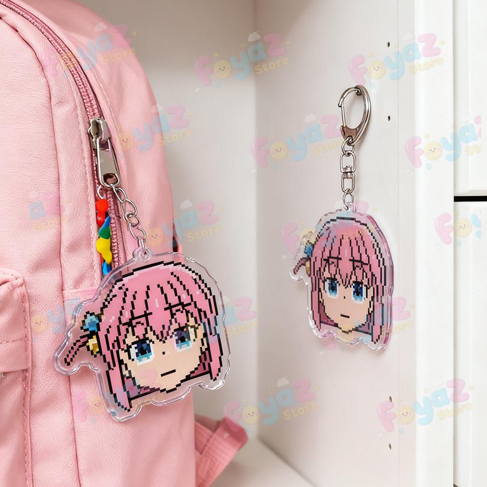 Anime Girl Kikuri Keychain for Accessories Bocchi Meme Cute Cartoon Kawaii Manga Keyrings Key Chains Fans Gifts