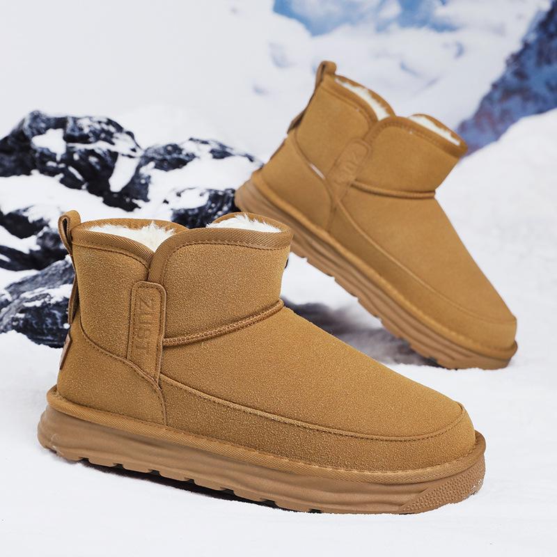 

Мужские кожаные полусапожки Northeast, зимние бархатные утолщенные большие хлопковые туфли, теплая обувь-хлеб 45 хаки