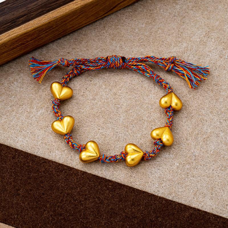 Handwoven Colorful Love Heart Bracelet Women Men Trendy New Chinese Style Cord Charm Jewelry 2025 Winter