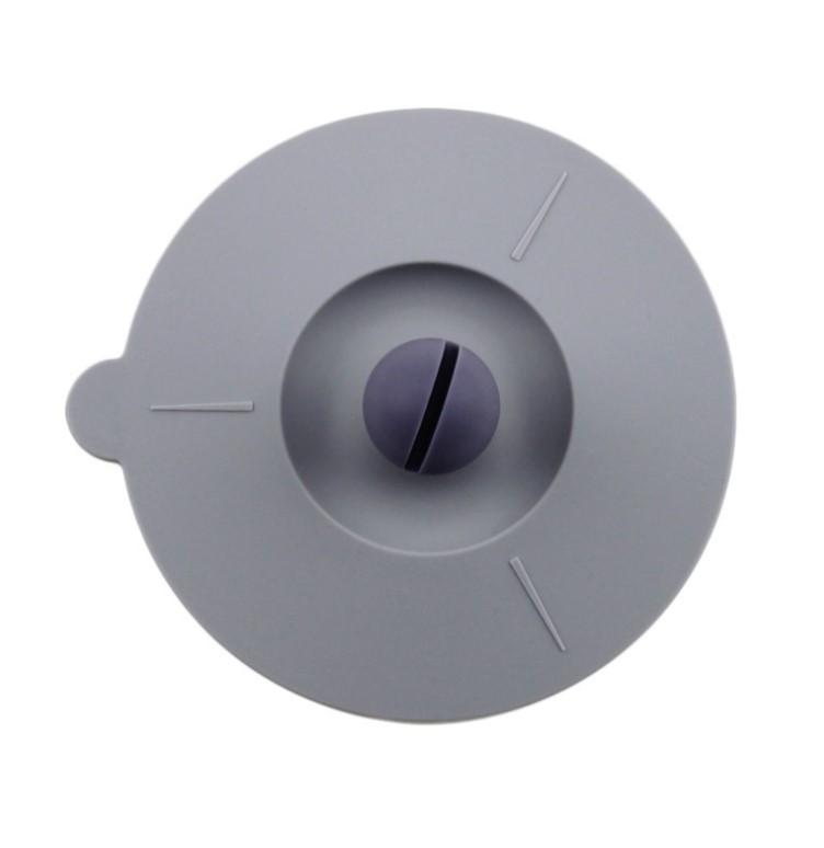 

Silicone Mug Cover Food Grade Anti-dust Silicone Hot Cup Lids with Spoon Holder сірий колір