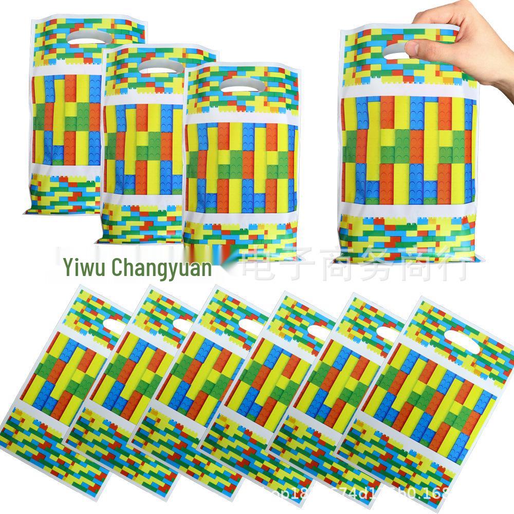 Párty potřeby s kostkami Lego: Praporek, Klobouky a Ubrus pro Dětské Narozeniny