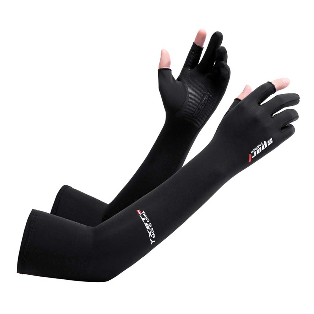 Sun Protection Half Finger Ice Sleeves Two Fingers with Exposed Anti-UV Arm Sleeves  For Women