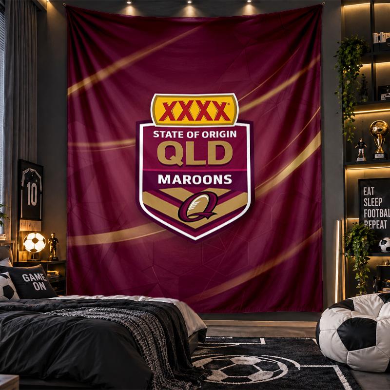 Tapiserie de agățat pe perete Pânză cu imprimeu Queensland Maroons pentru Sufragerie Dormitor Decor Acasă
