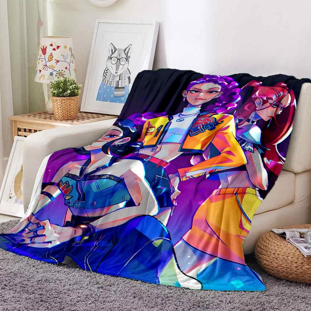 1pc KPop Demon Hunters Cozy Print Blanket Lightweight Warm Flannel Throw Blanket For Sofa, Bed, Living Room