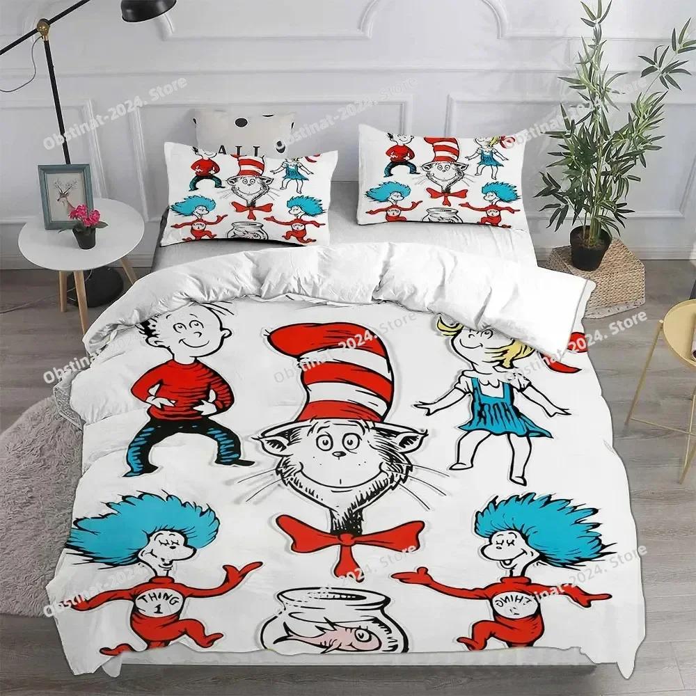 Der Kater mit Hut Bettwäsche-Set Bedrucktes Bettwäsche-Set Mit Kissenbezug Bettdeckenbezug Einzel Doppel Queen Super King Größe Kinder Erwachsene