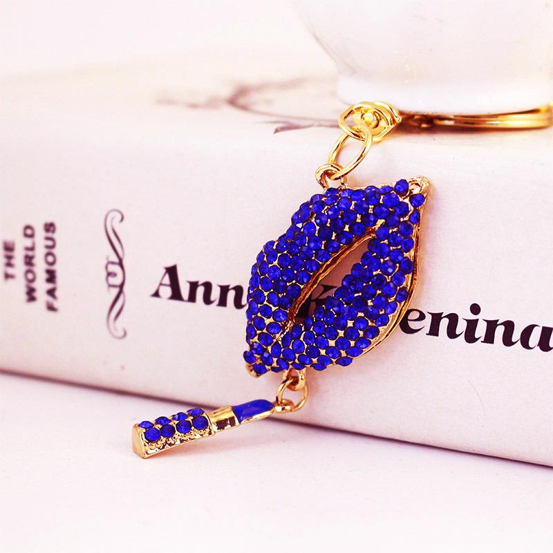 Chic Diamond Red Lips Keychain Pendant for Ladies' Bags