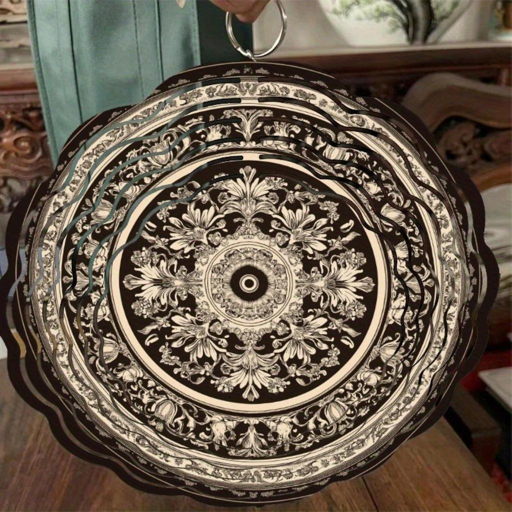 Europejski Kwiatowy Okrągły Kinetyczny Spinner Wiatrowy do Dekoracji Ogrodu Wewnętrznego Zewnętrznego, Obrotowe Wiszące Rękodzieło, Prezent na Wszystkie Rodzaje Pomieszczeń