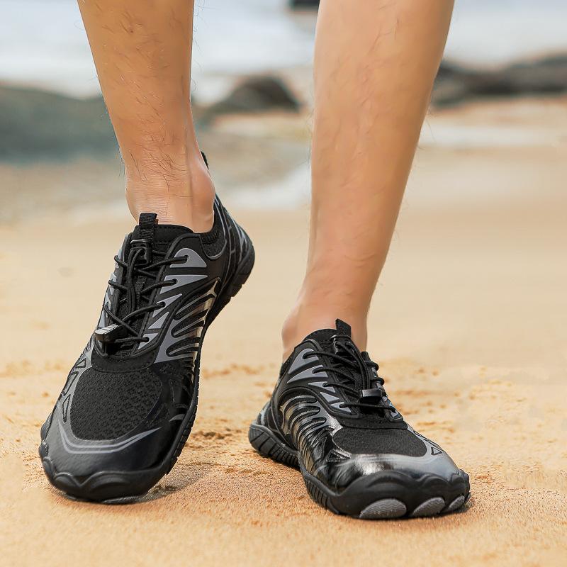 

Новая обувь для плавания, обувь для ходьбы по ручьям, обувь для фитнеса в помещении, мужская обувь для рыбалки, пляжная обувь с защитой от порезов, дышащие кроссовки 36 черный серый