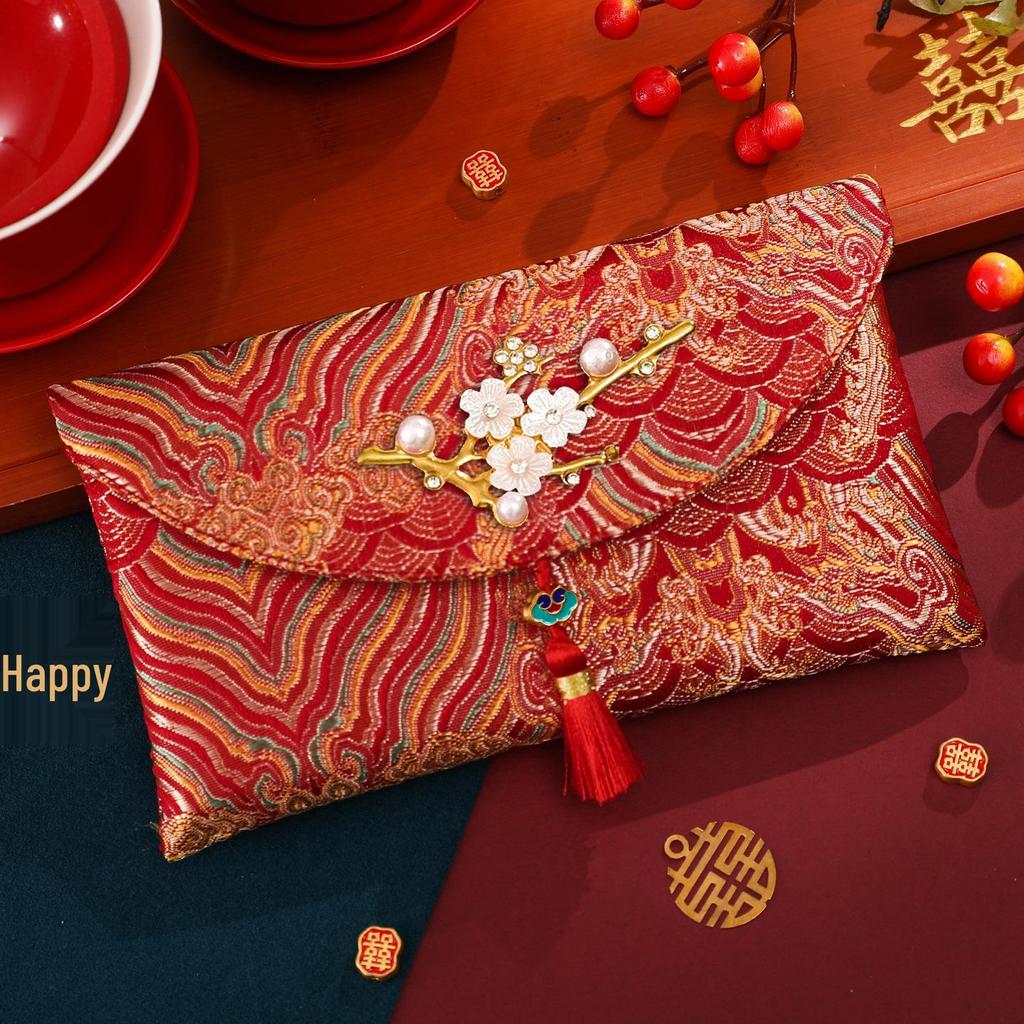 Guochao Year of the Horse 2026 Red Envelope: Fu Character Brocade New Year Lucky Money Envelope, 20,000 Yuan Capacity for Housewarming or Celebration.