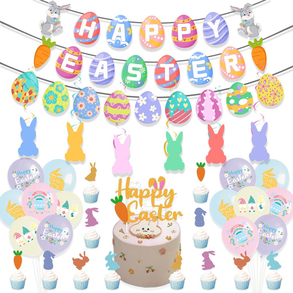 Easter Egg Theme Decorative One-Piece Happy Easter Flag Balloon Set Customization