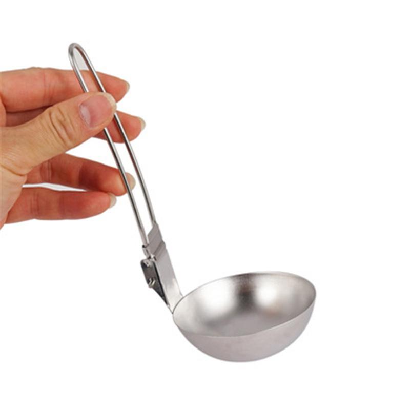 Long  Handle  Ladle Portable Folding Soup  Spoon For Outdoor Camping Picnic Bbq Kitchen