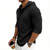 Erkek S Waffle Örgü Kapüşonlu Uzun Kollu Henley Gömlek Günlük Sweatshirt