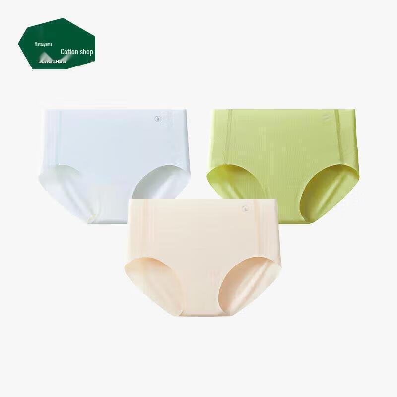 Women s Seamless 5A Antibacterial Silk Blend Briefs L синий/телесный