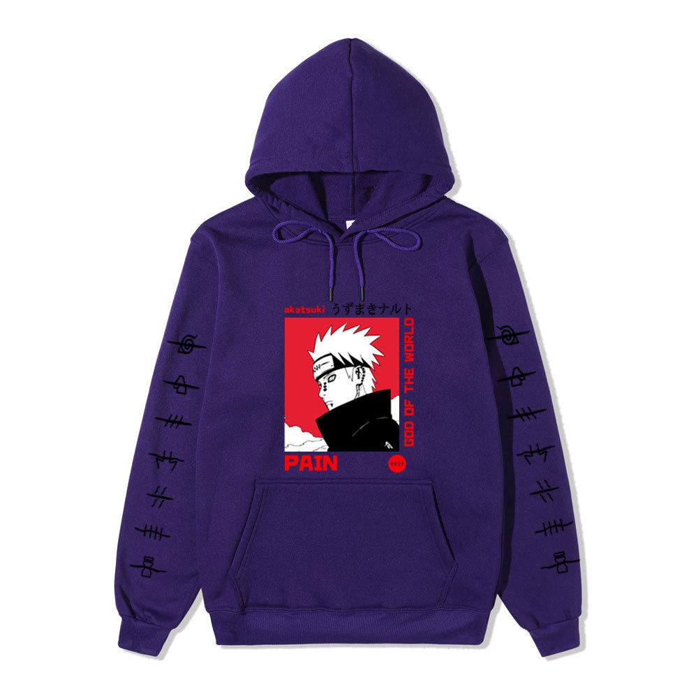 Harajuku Style GOD OF THE WORLD Akatsuki Anime Print Hoodie Men Women Loose Long Sleeve Hooded Pullover Casual Street Fashion Sweatshirt