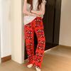 Women's Summer Thin Cartoon Sleep Pants Loose Casual Lounge Long Pants Breathable Soft Pajama Bottoms