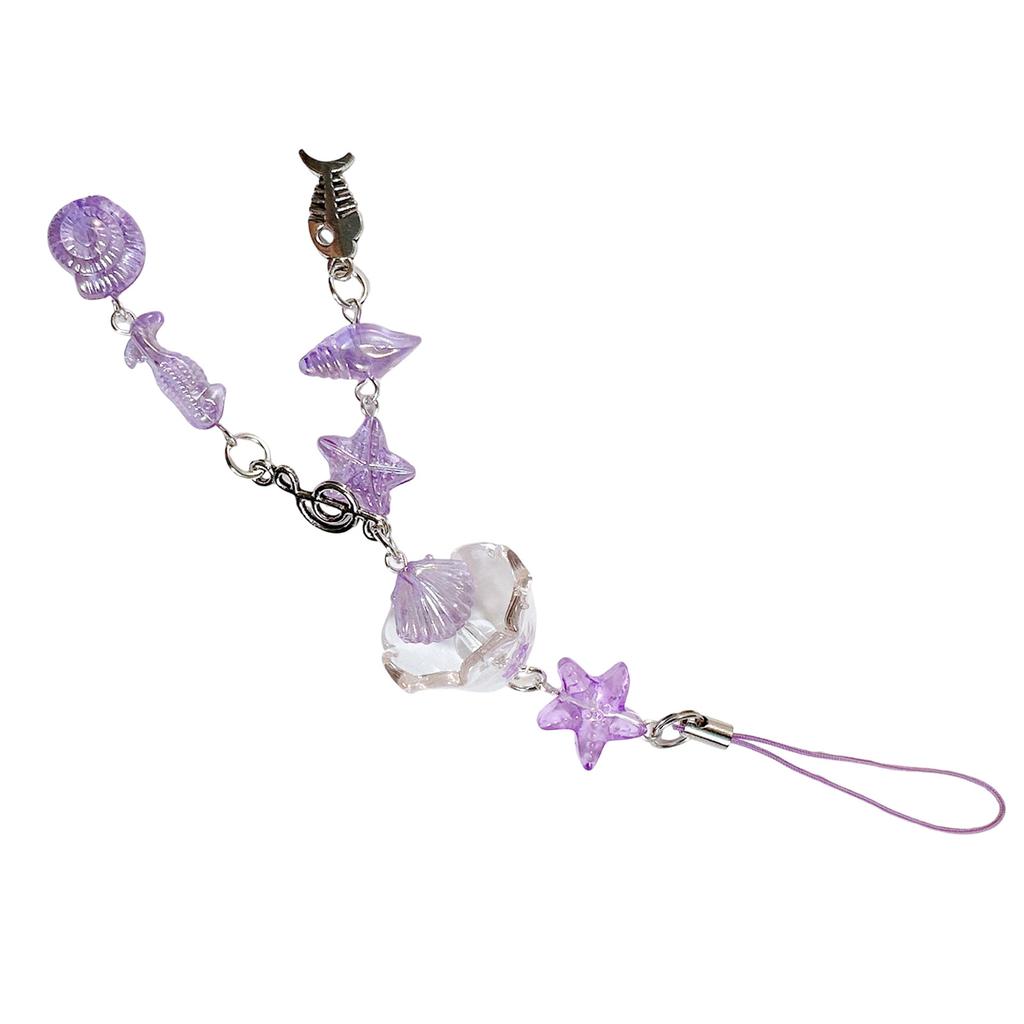 Ocean Themed Beaded Phone Charm Featuring Fish And Conch Elements Stylish Phone Lanyard For A Personalized Touch