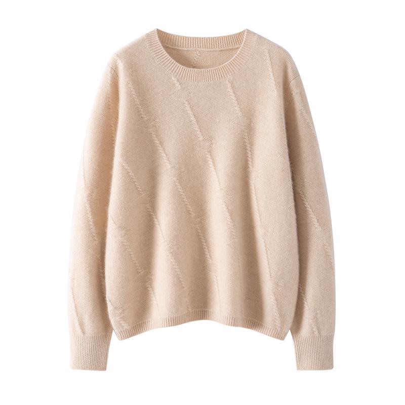 Women's Cashmere Round Neck Sweater: Autumn & Winter Knit Base Layer, Loose Versatile Design