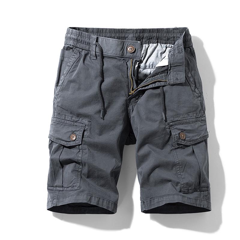 Trendy Multi-Pocket American Street Style Cargo Shorts 34 темно-серого
