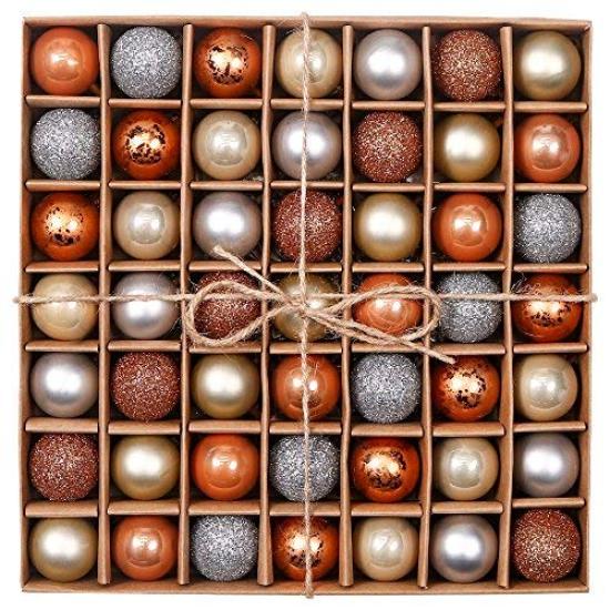 Valery Madelyn Christmas Tree Ball Set of Gold and Forest Stylish European and Nordic Style Ornaments, 3cm, 49, Copper, Design, Decorations,