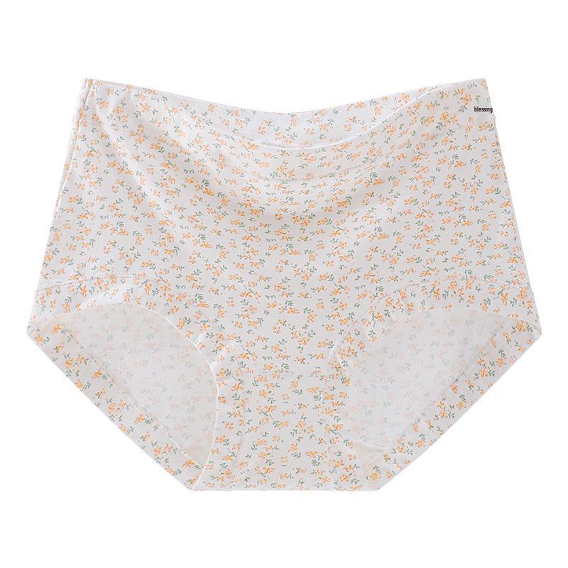 High-Waisted Floral Girl's Cotton Triangle Briefs - Antibacterial, Breathable, Tummy Control, High-Elastic Hip-Hugging Design.