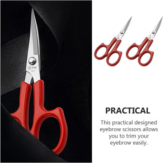 2pcs Stainless Steel Grooming Scissors - Women Eyebrow Trimmer & Mustache/Nose Hair Clipper | Portable Nail Trimming Tool for Home, Salon & Makeup