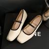 Versatile Ballet Single Shoes Mary Jane Shoes One Word with Square Head Thick Heel Women's Shoes Low Heel Light Mouth Ballet Shoes